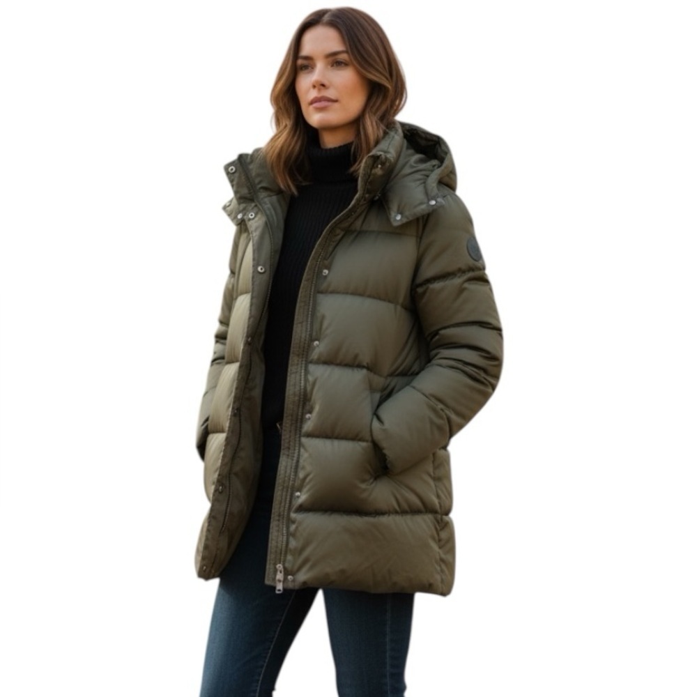 Military green jacket, brand: j.jill, size: S, goose down